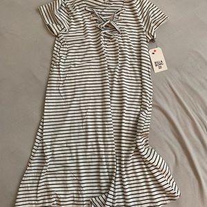 Billabong black and cream striped dress